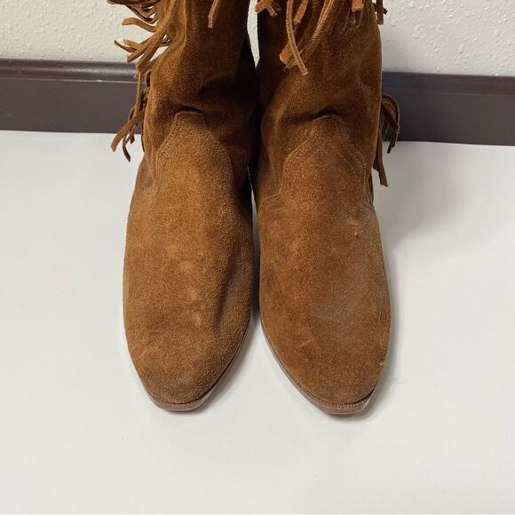 Vintage Leather Craft Fringe Cowgirl Suede Brown Western Boots Women's Size 5 - Picture 4 of 16